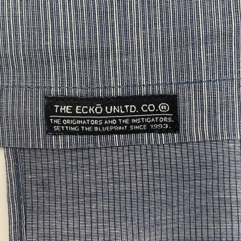 ECKO UNLTD. Gray Blue Fine Stripes Short Sleeve Men's Casual Shirt Size XL - Picture 6 of 8